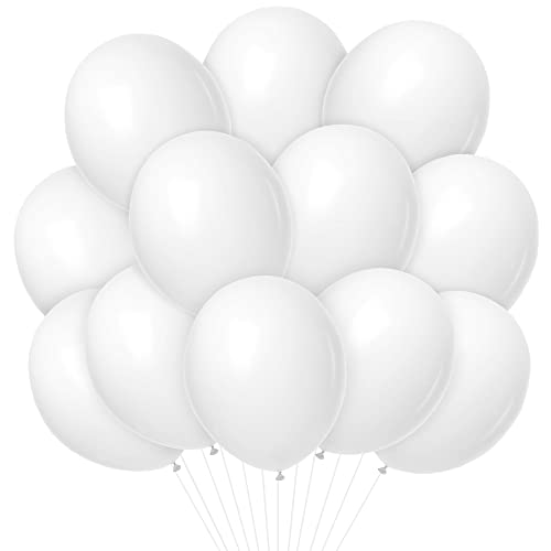 Luftballons Weiß, 100 Stück 12 Zoll Weiss Latex Ballons, Helium Luftballons für Hochzeit...