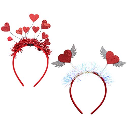 VALICLUD 1 Satz 2 Stück Liebe Herz Stirnbänder Valentinstag Party Dekorative Haarreifen (Rot)
