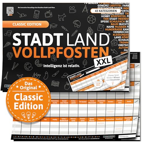 DENKRIESEN Stadt Land Vollpfosten® A3 – Classic Edition | Ab 12 Jahren | Stadt Land Fluss |...