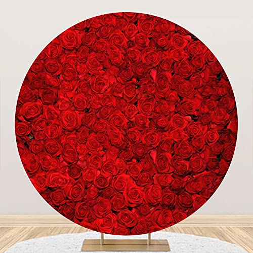 Aoihrraan 200cm Durchmesser Valentinstag Runden Fotografie Hintergrund Rote Blumen Blühende Rosen...