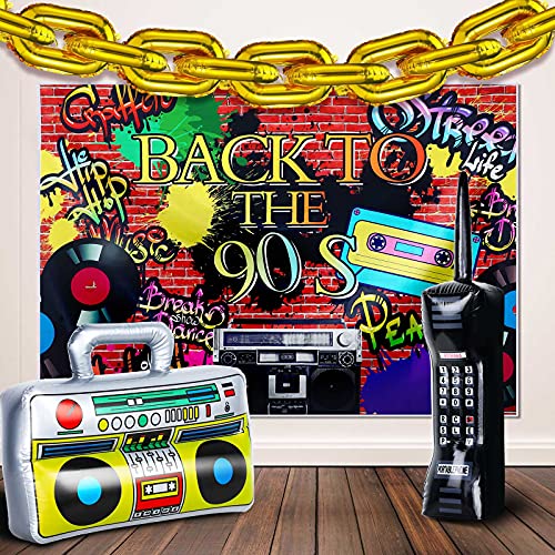 80er 90er Party Dekorationen Zubehör Inklusive Aufblasbarer Radio Lautsprecher Hintergrund...